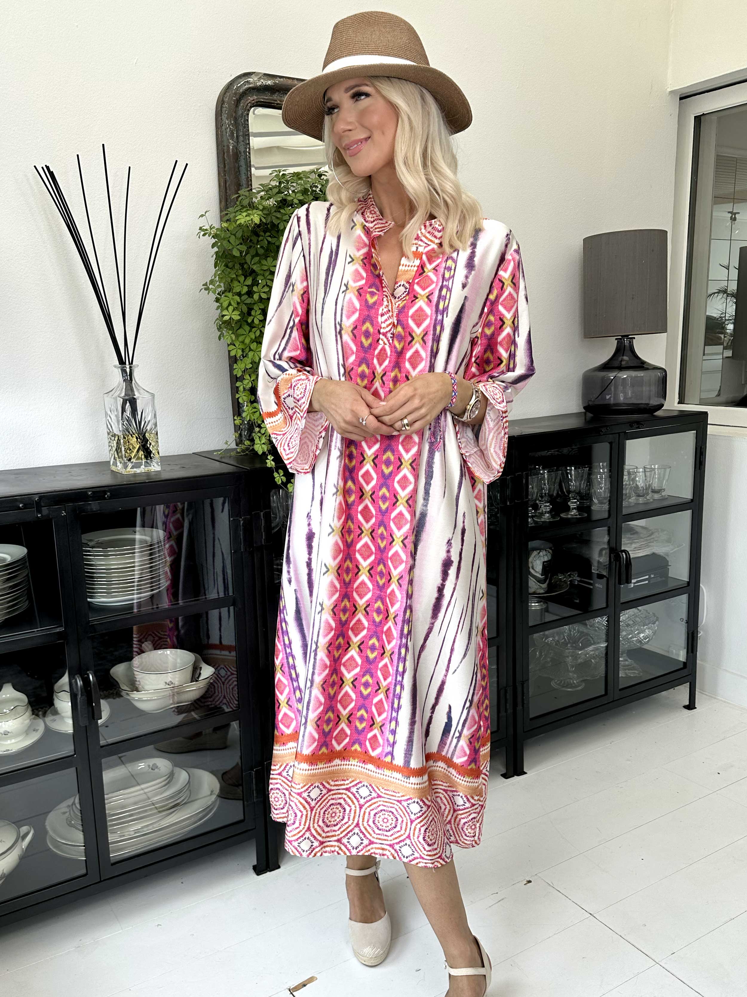 Hyben - Langærmet kjole i silkelook